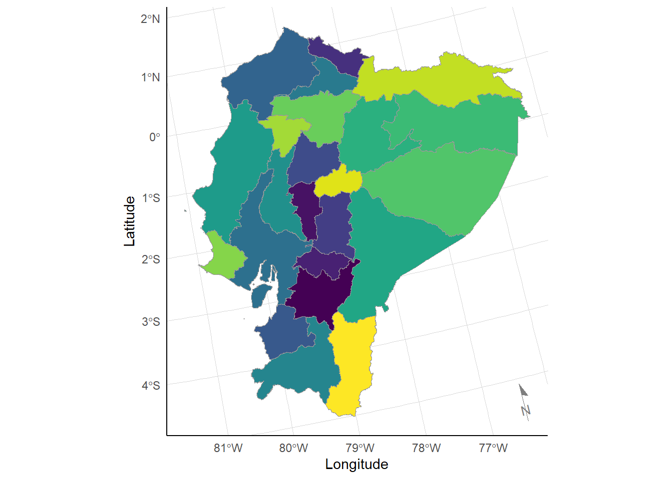 Subnational boundaries for Ecuador mainland